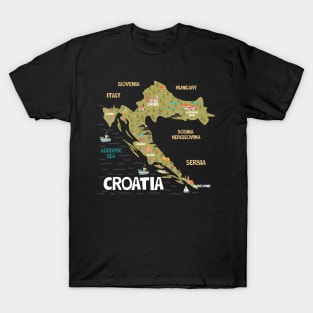 Croatia illustrated map T-Shirt